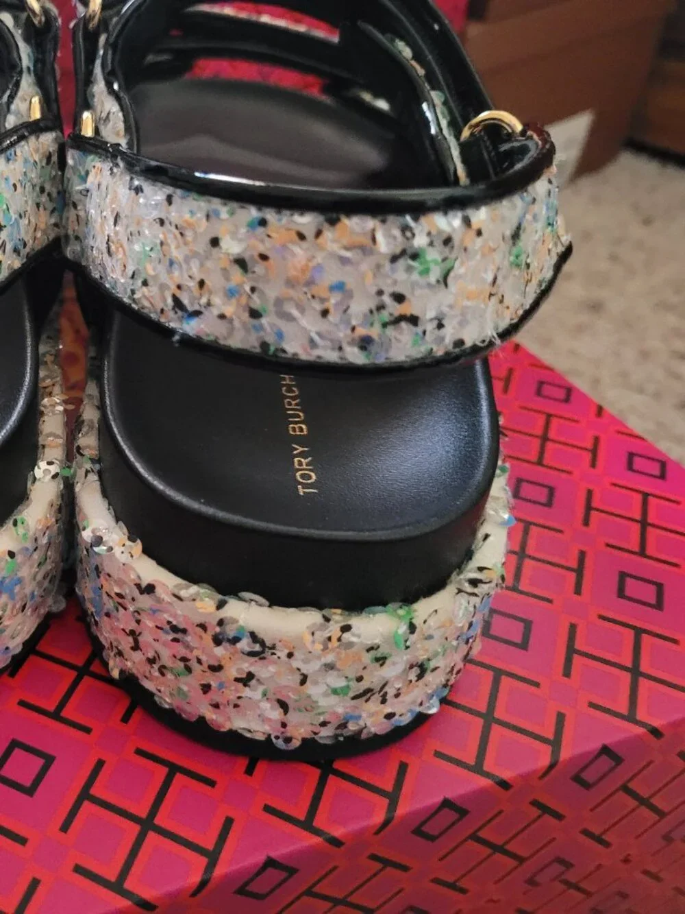 NIB Tory Burch Kira Sport Sandal Sequin - 8.5